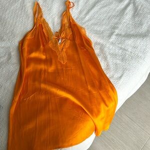Orange slip dress Zara